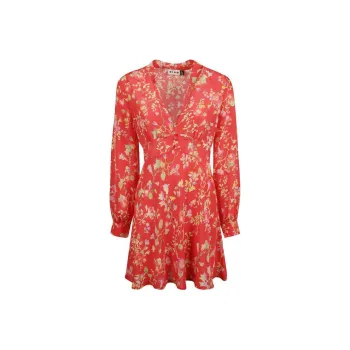 Rixo V-Neck Floral-Printed Mini Dress