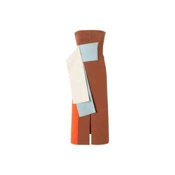 FENDI Strapless Color-Block Bustier Dress