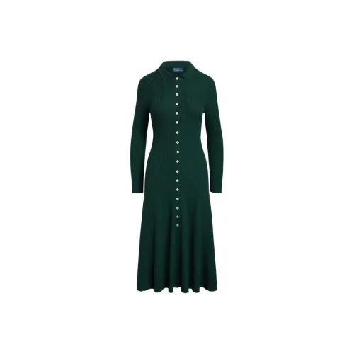 Polo Ralph Lauren Ribbed knit Wool Polo Midi Dress