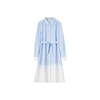 SENTUBILA Long Sleeved Dress Women's Light Blue Stripes