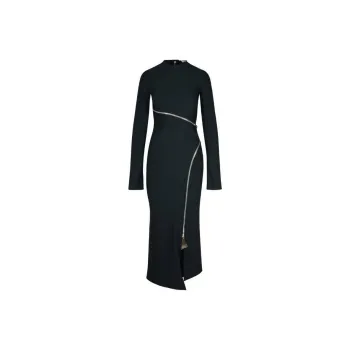 The Attico Stretch Zip Detailed Midi Dress
