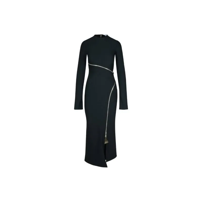 The Attico Stretch Zip Detailed Midi Dress-0