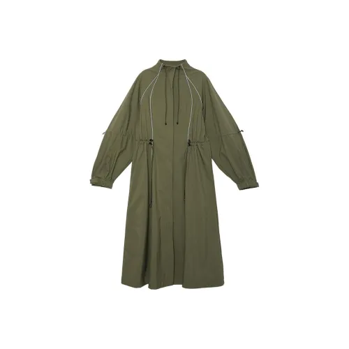 Half Circle Long-Sleeved Dresses Women's Army Green
