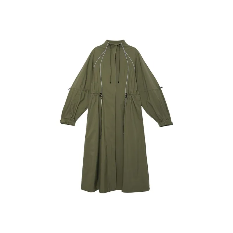 Half Circle Long-Sleeved Dresses Women's Army Green-0