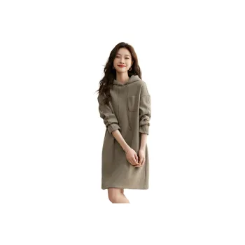 Mo Han Yi Mei Long-Sleeved Dresses Women's Coffee Green