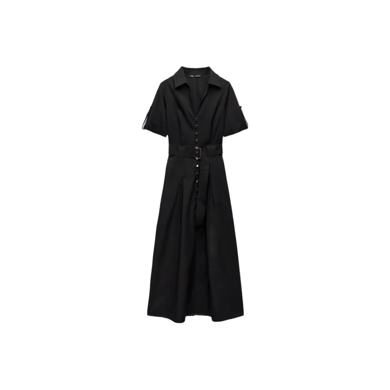 ZARA Short-Sleeved Dresses Women's Black-0
