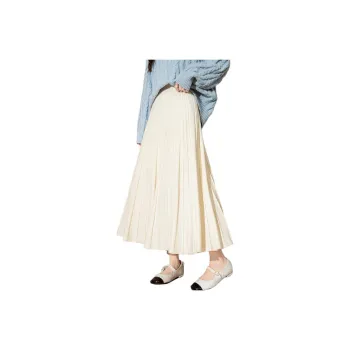 Tonlion Knit Long Skirts Women's Milk White