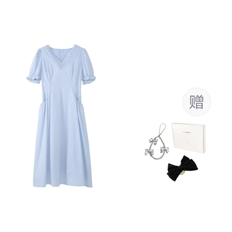 Fstudio Short Sleeved Dress Women's Blue-0