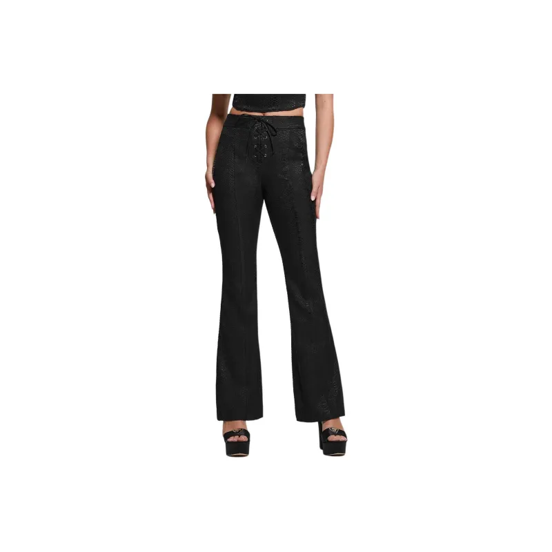 GUESS FW23 Kiersten Lace-Up Pants Jeans Women's Black-0