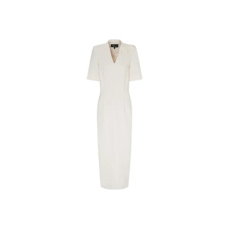 IDPAN Short Sleeved Dress Women's Beige-0