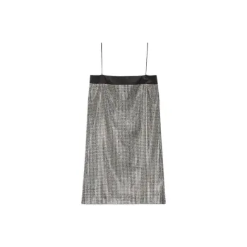 GUCCI Slip Dress Women's Silver White