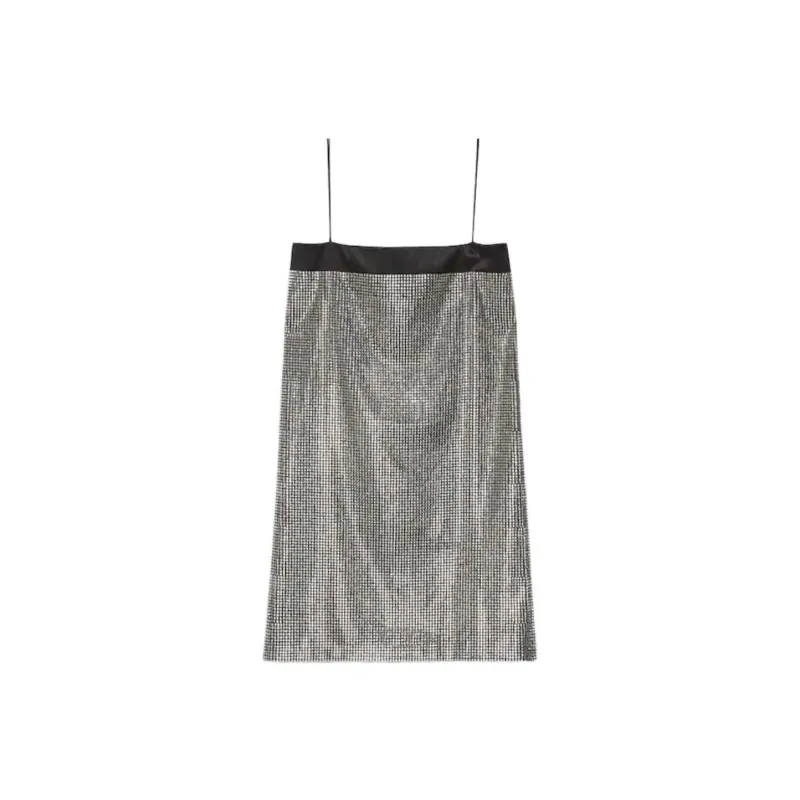 GUCCI Slip Dress Women's Silver White-0