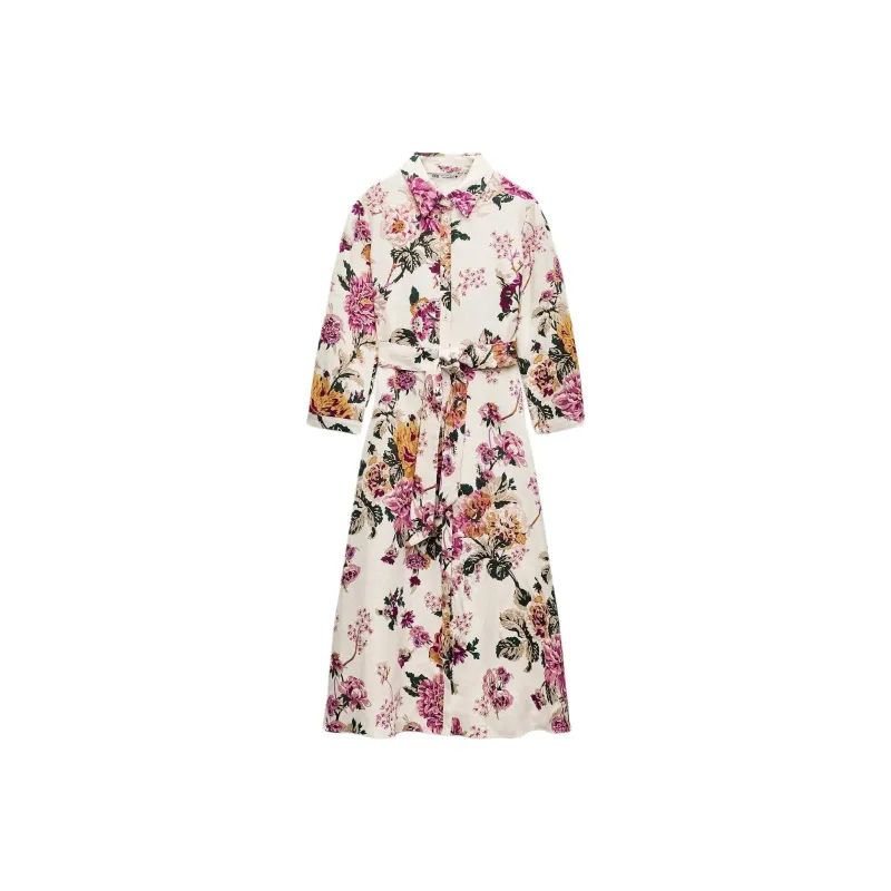 ZARA ZW Series Long Sleeved Dresses Women's Multicolor-0