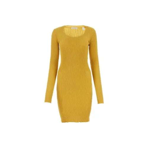 Burberry Long Sleeved Ribbed Knit Midi Dress