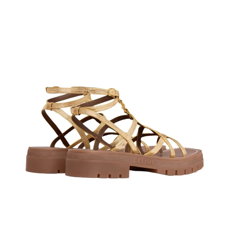 CELINE Triomphe Roman Sandals Women's Gold-3
