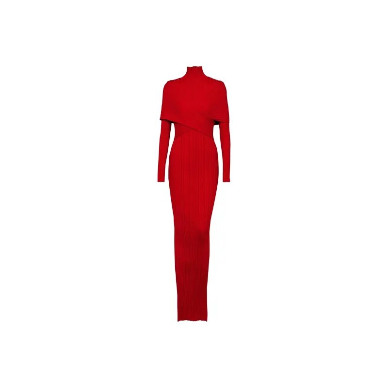 BALMAIN Pleated Knit Dress-0
