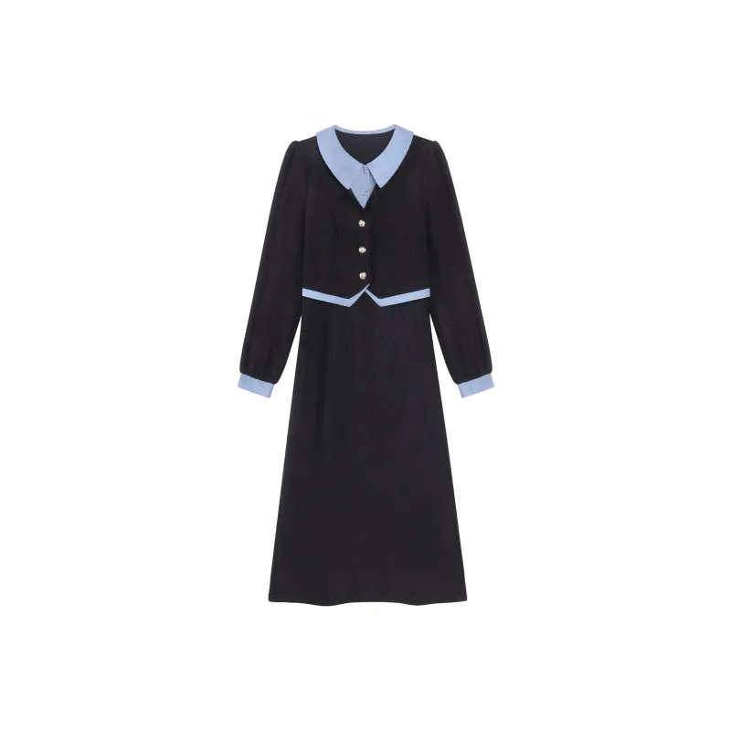 Alxnan Long Sleeved Dresses Women's Black-0
