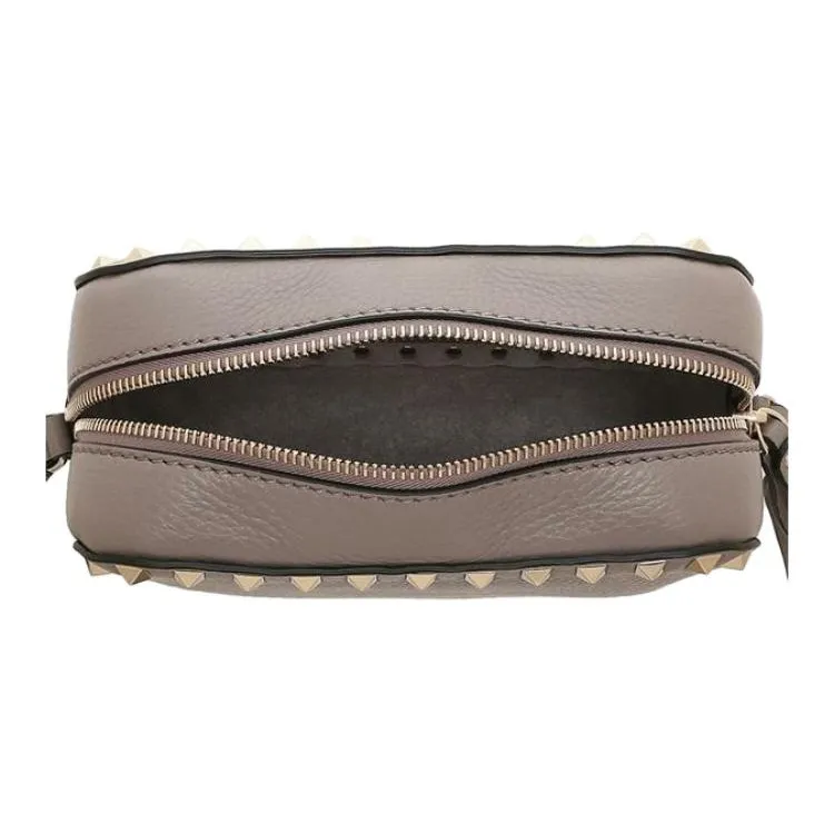 Valentino Leather Camera Bag, Crossbody Bag, Shoulder Bag Mini Women's Gray-4