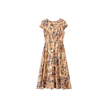 Mapping Short Sleeved Dress Women's Coffee