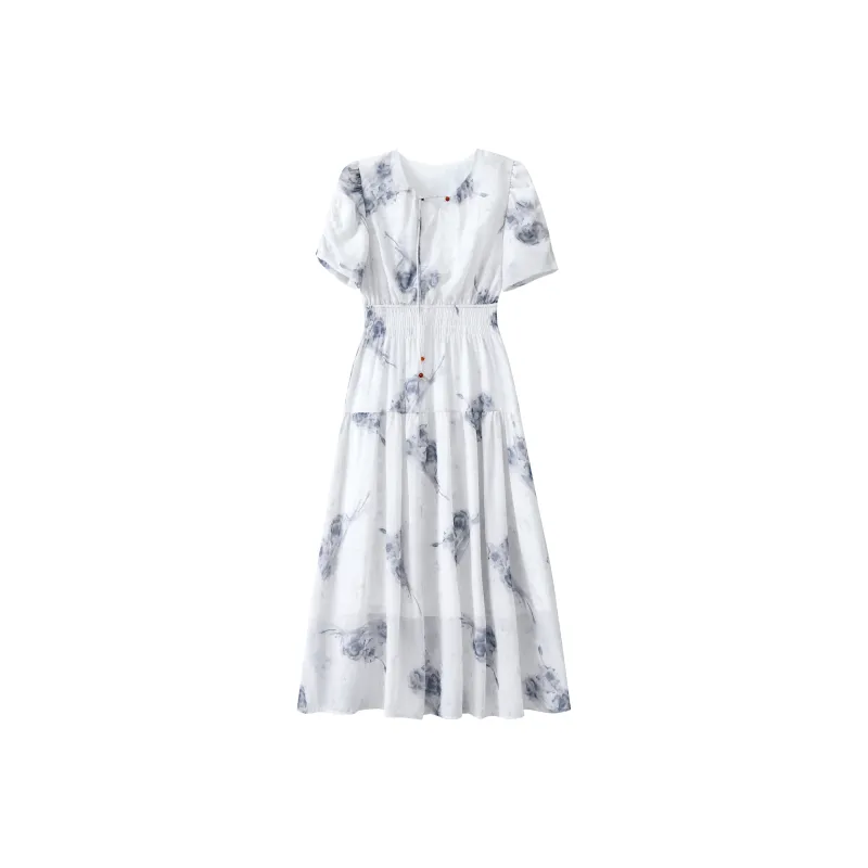 AHDO Short Sleeved Dress Women's Gray-0