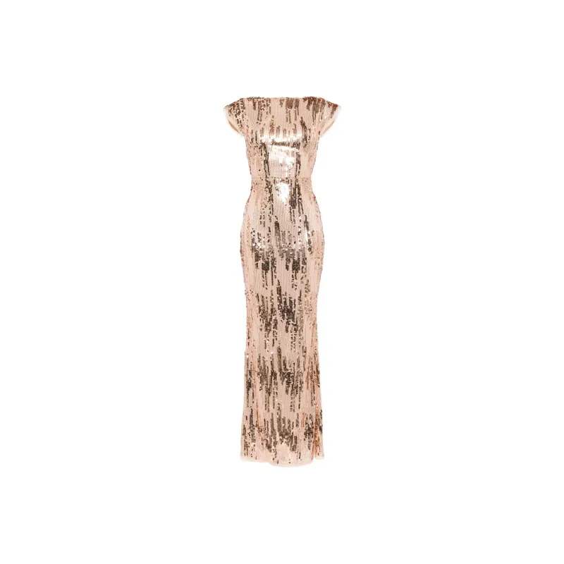 Talbot Runhof Sequined Cap sleeve Gown-0