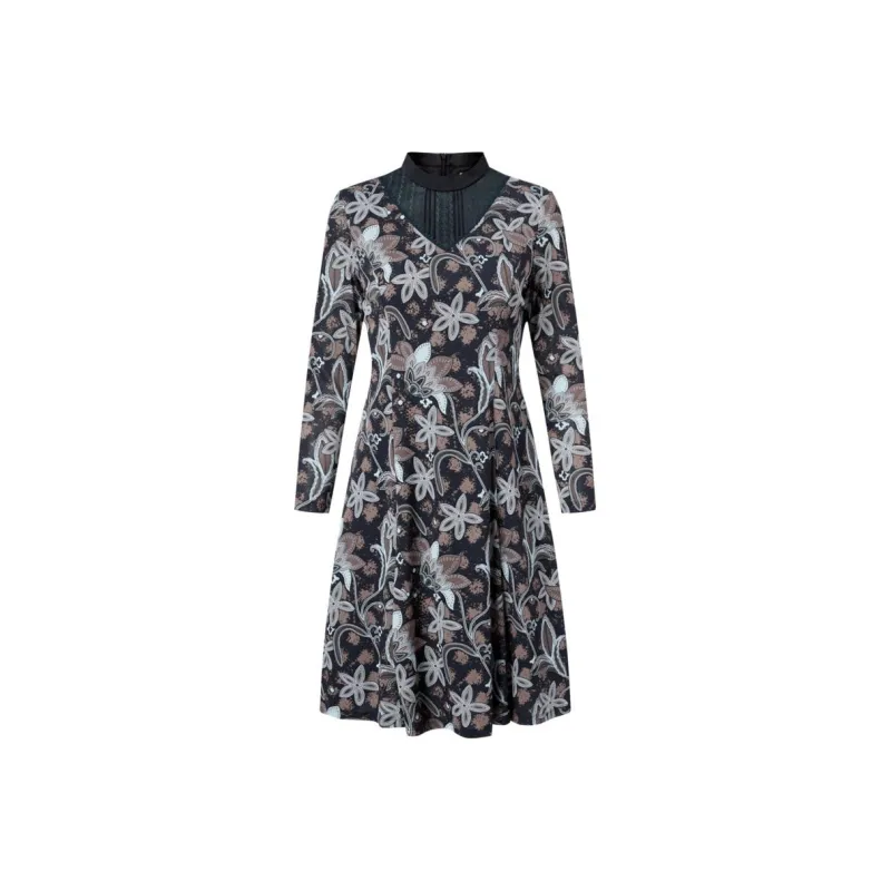 JZ. ANNAKRO Long Sleeved Dresses Women's Floral Black-0