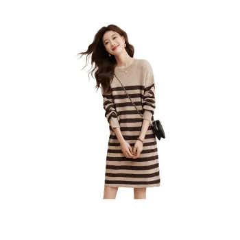 Mo Han Yi Mei Long Sleeved Dress Women's Coffee