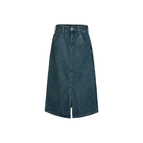 MTHE Denim Long Skirts Women's Dark Blue