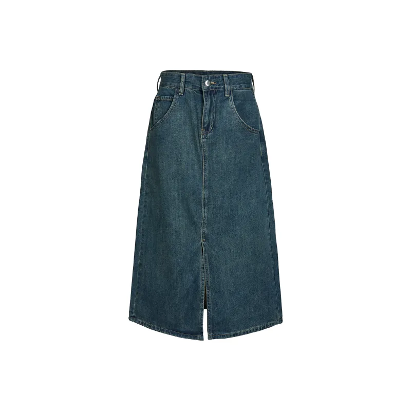 MTHE Denim Long Skirts Women's Dark Blue-0