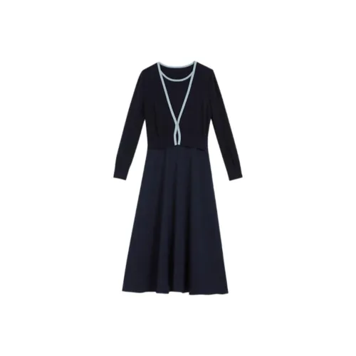 Yiner Long-Sleeved Dresses Women's Deep Sea Blue