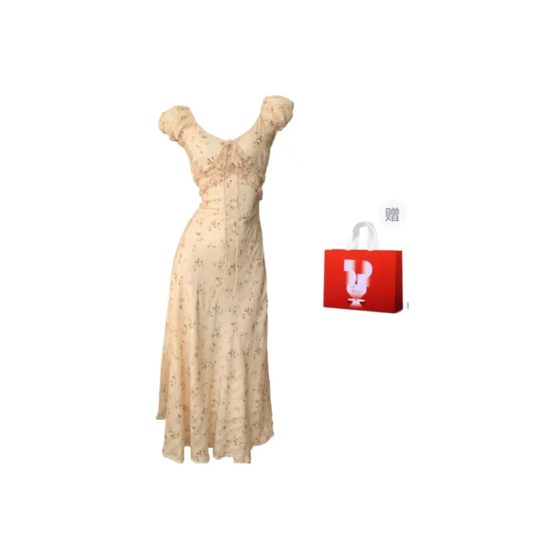 GLEE DIARY Short Sleeved Dress Women's Yellow-4