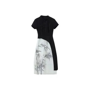 JOSR Short-Sleeved Dresses Women's Ink Wash Painting
