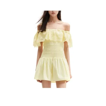 Self portrait Sleeveless Dress Women's Cream Yellow