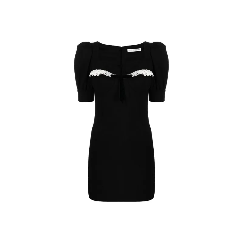 Alessandra Rich Lace Detailed Mini Dress-0