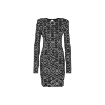 PHILIPP PLEIN Sequin embellished Monogram Mini Dress