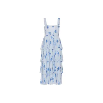 GANNI Floral Printed Pleated Dress