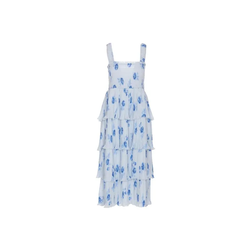 GANNI Floral Printed Pleated Dress-0