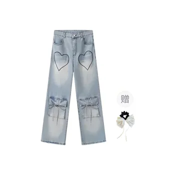 TUSHIFEI Jeans Women's Blue Hair Tie Included