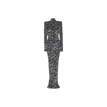 BALMAIN Long Love Letter Jacquard Knit Dress