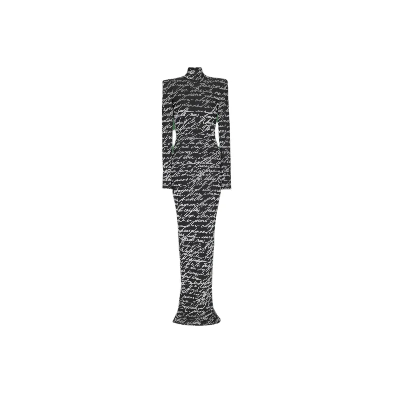 BALMAIN Long Love Letter Jacquard Knit Dress-0