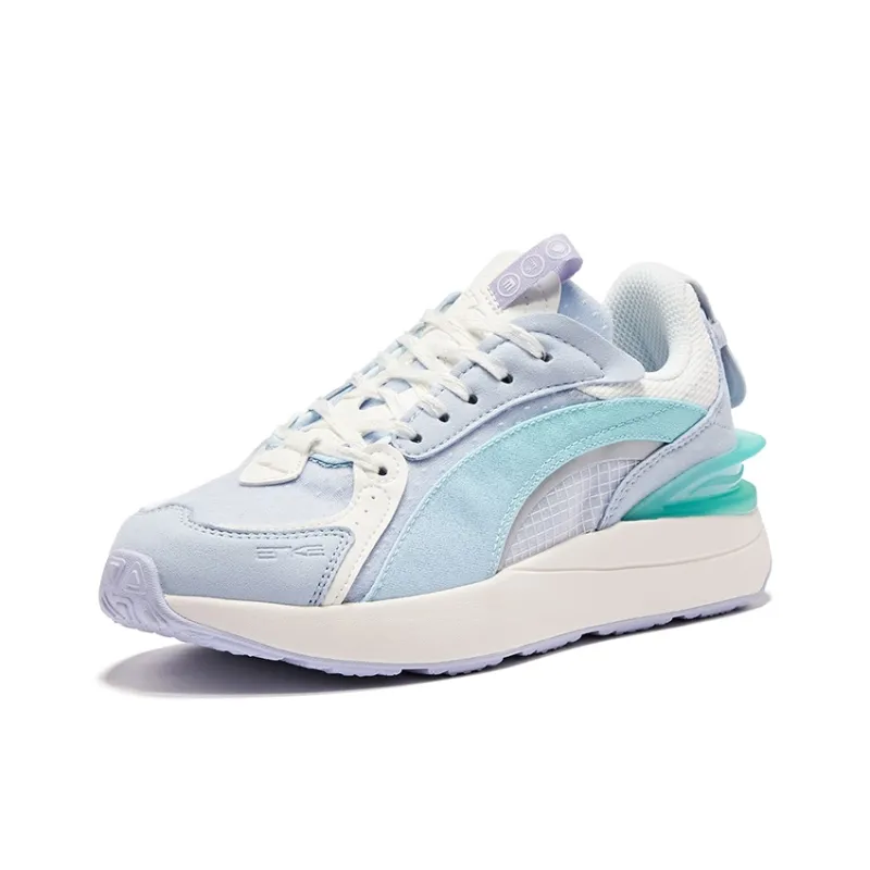 Erke Soft And Cute Cushioned Anti-Slip Wear-Resistant Breathable Lightweight Low-Top Casual Shoes Women's Blue White-2