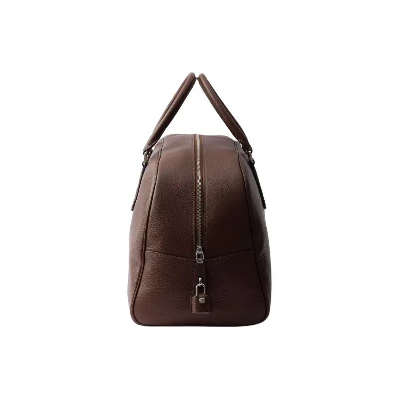 PRADA Calfskin Travel Bag Men's Ochre-3