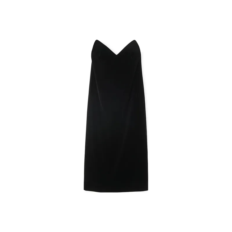 LOEWE Bustier Dress In Cotton Velvet Black-0