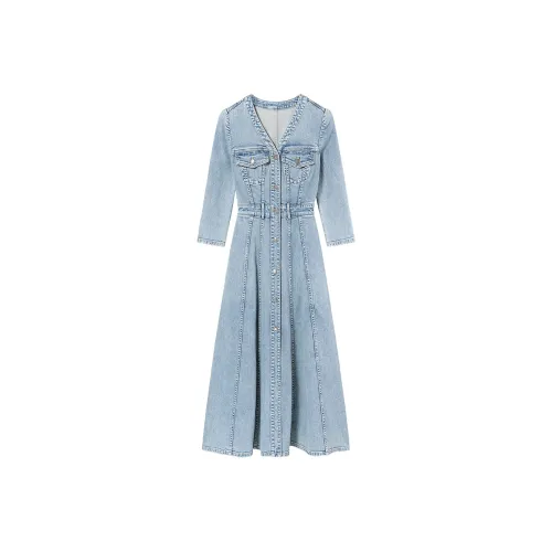 Miss Sixty Long Sleeved Dresses Women's Light Blue