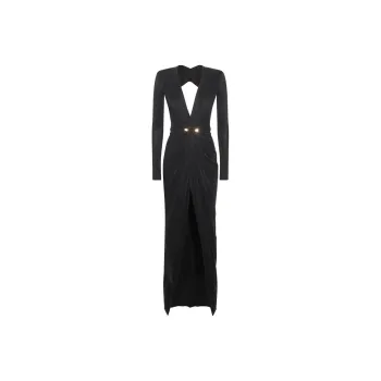 Elisabetta Franchi Pierced Jersey Red Carpet Dress
