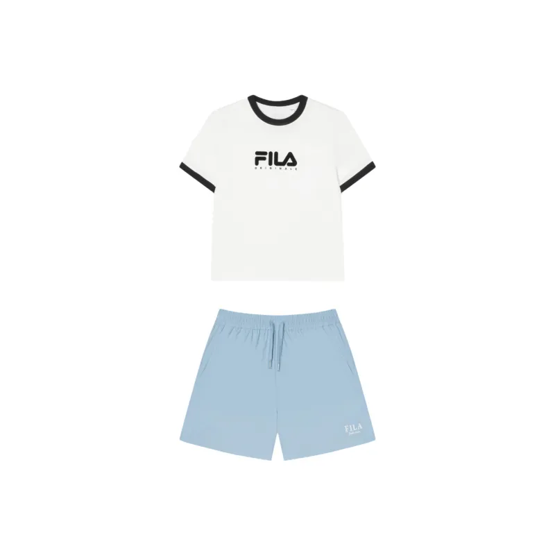FILA Casual Suits Women's Cloud White+Innocent Blue-0