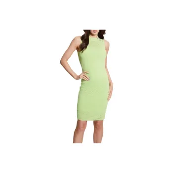 GUESS Paula Logo Knit Mini Dress Sleeveless Dress Women's Light Green
