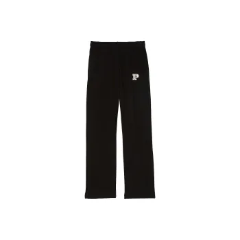 Victoria's Secret PINK Ivy Fleece Straight-Leg Sweatpants/Pure Black Knitted Sports Pants Women's Pure Black