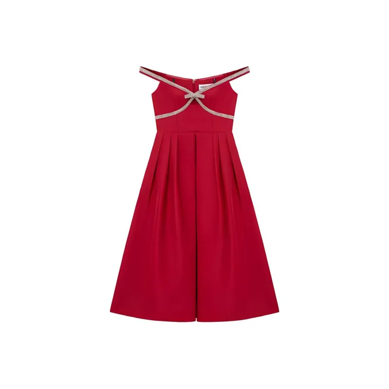 Self portrait Bow Embellished Midi Dress-0