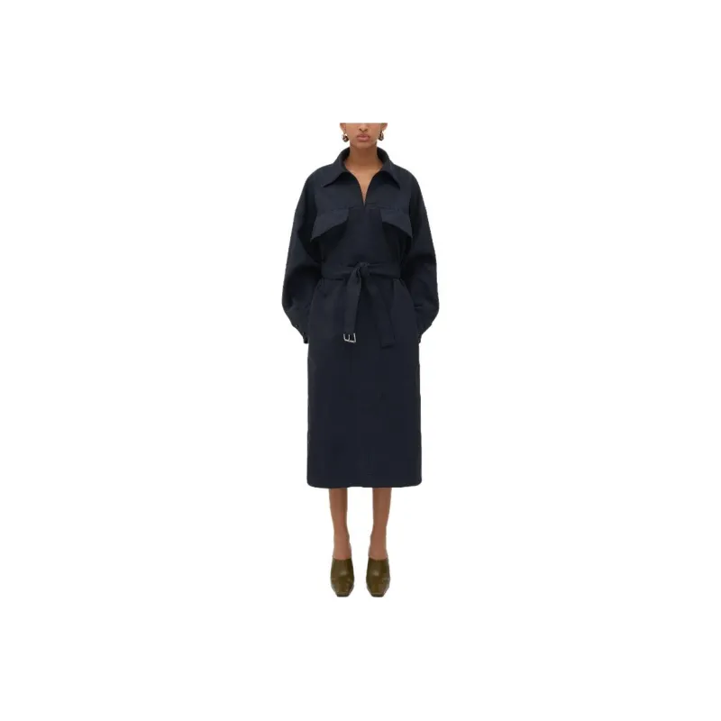 Bottega Veneta Long Sleeved Dress Women's Marine Blue-0